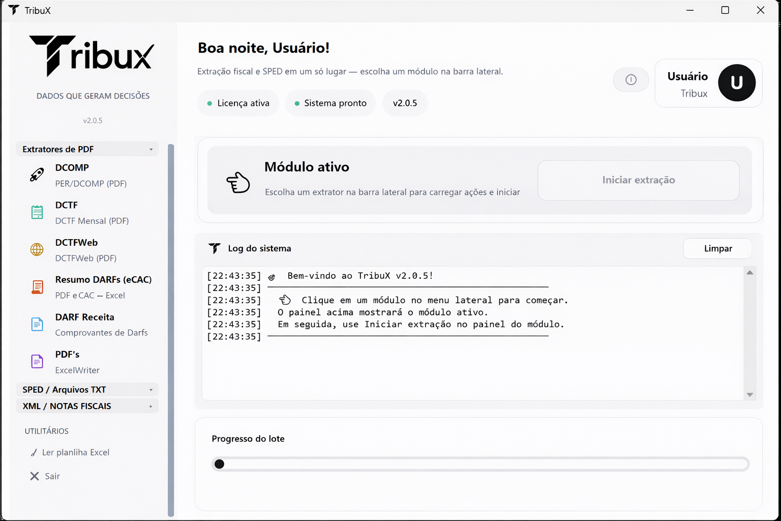 TribuX — interface do sistema